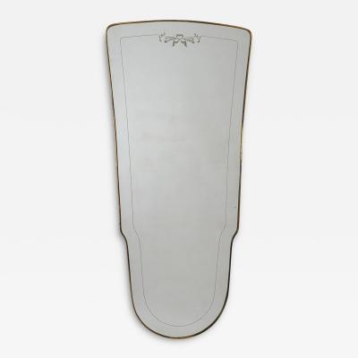 Gio Ponti Italian early 1950s brass frame wall mirror with etching