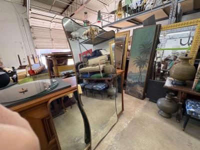 Gio Ponti Large Italian Modern Gio Ponti Inspired Brass Mirror