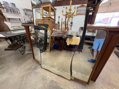 Gio Ponti Large Italian Modern Gio Ponti Inspired Brass Mirror