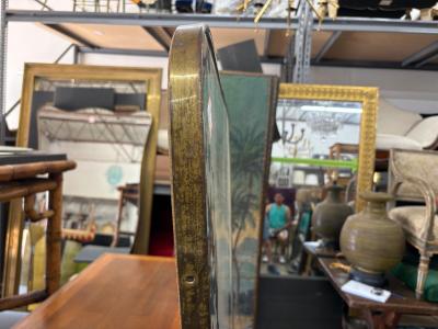 Gio Ponti Large Italian Modern Gio Ponti Inspired Brass Mirror