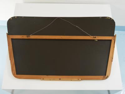 Gio Ponti Large Trapezoidal Golden Wall Mirror With Engraved Diamond Pattern Austria