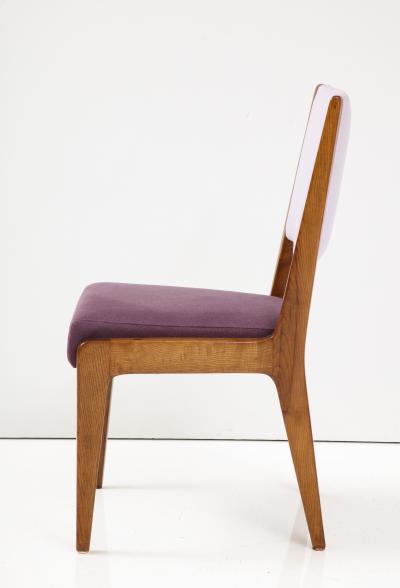 Gio Ponti Linen Upholstered Oak Chair by Gio Ponti Italy c 1950s