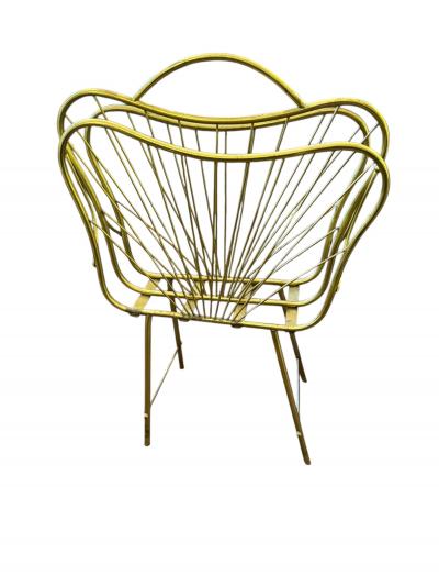 Gio Ponti MODERNIST ITALIAN MID CENTURY BRASS MAGAZINE RACK IN THE MANNER OF GIO PONTI