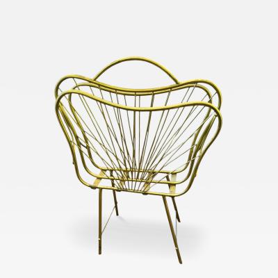 Gio Ponti MODERNIST ITALIAN MID CENTURY BRASS MAGAZINE RACK IN THE MANNER OF GIO PONTI