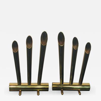 Gio Ponti - MODERNIST PAIR OF BRASS CANDLESTICKS