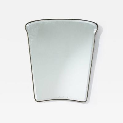 Gio Ponti Mid Century Brass Framed Beveled Mirror in the Style of Gio Ponti Italy 1950