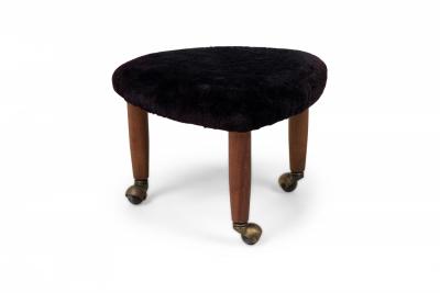Gio Ponti Mid Century Italian Modern Triangular Black Upholstered Footstool manner of Gio