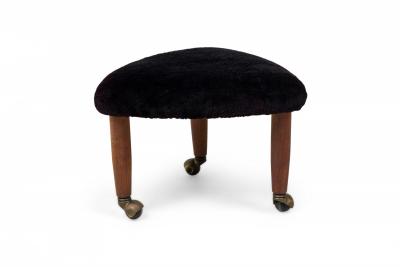 Gio Ponti Mid Century Italian Modern Triangular Black Upholstered Footstool manner of Gio