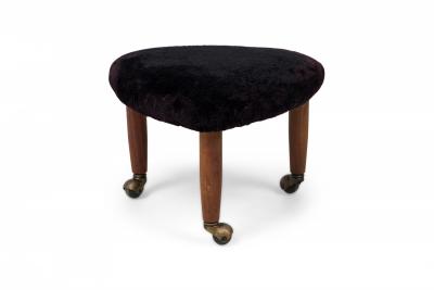 Gio Ponti Mid Century Italian Modern Triangular Black Upholstered Footstool manner of Gio