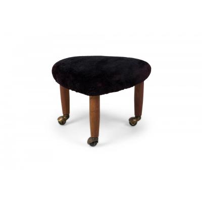 Gio Ponti Mid Century Italian Modern Triangular Black Upholstered Footstool manner of Gio
