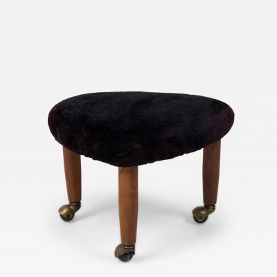 Gio Ponti Mid Century Italian Modern Triangular Black Upholstered Footstool manner of Gio