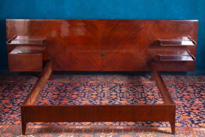 Gio Ponti Mid Century Mahogany Queen Bed Attr to Gio Ponti 1950