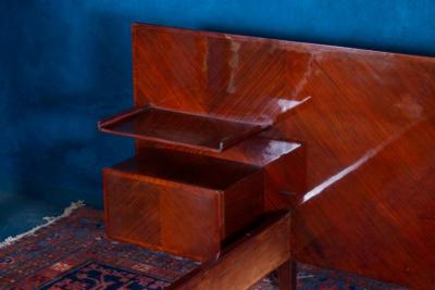 Gio Ponti Mid Century Mahogany Queen Bed Attr to Gio Ponti 1950