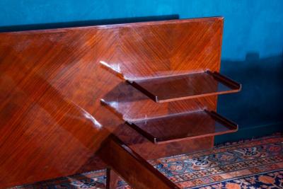 Gio Ponti Mid Century Mahogany Queen Bed Attr to Gio Ponti 1950