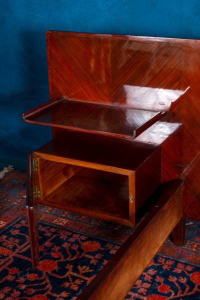 Gio Ponti Mid Century Mahogany Queen Bed Attr to Gio Ponti 1950