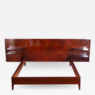 Gio Ponti Mid Century Mahogany Queen Bed Attr to Gio Ponti 1950