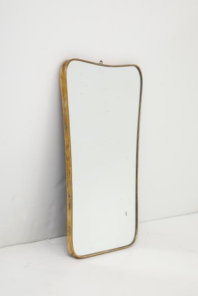 Gio Ponti Mid Century Modern Brass Framed Mirror in the style of Gio Ponti Italy 1950