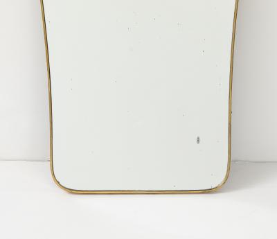 Gio Ponti Mid Century Modern Brass Framed Mirror in the style of Gio Ponti Italy 1950