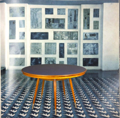 Gio Ponti Midcentury Blue Top Dining or Center Table in the style of Gio Ponti
