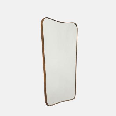 Gio Ponti Midcentury Italian Modernist Large Shaped Brass Wall Mirror Style of Gio Ponti