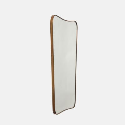 Gio Ponti Midcentury Italian Modernist Large Shaped Brass Wall Mirror Style of Gio Ponti