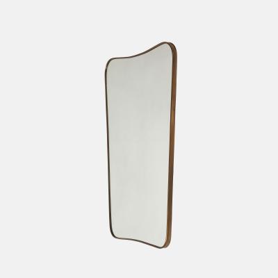 Gio Ponti Midcentury Italian Modernist Large Shaped Brass Wall Mirror Style of Gio Ponti