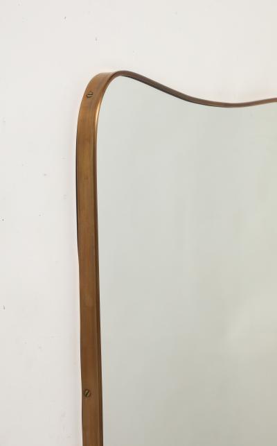 Gio Ponti Midcentury Italian Modernist Large Shaped Brass Wall Mirror Style of Gio Ponti