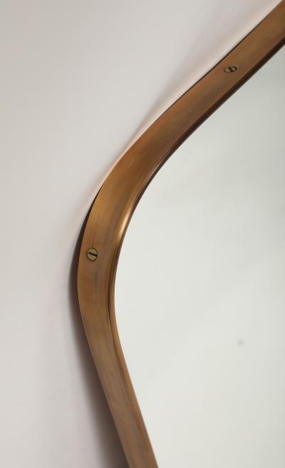 Gio Ponti Midcentury Italian Modernist Large Shaped Brass Wall Mirror Style of Gio Ponti