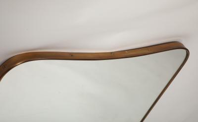 Gio Ponti Midcentury Italian Modernist Large Shaped Brass Wall Mirror Style of Gio Ponti