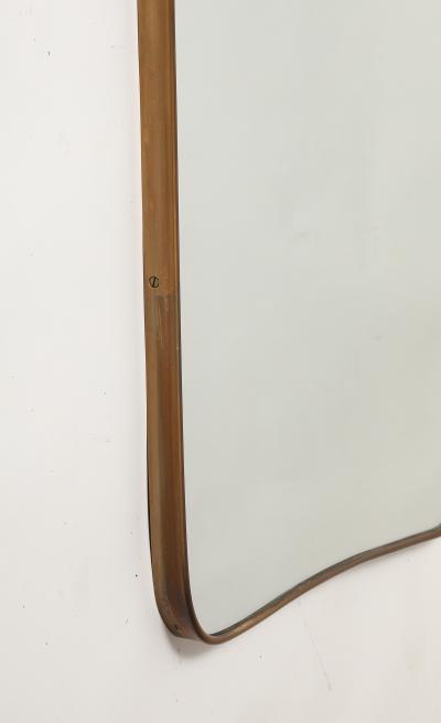 Gio Ponti Midcentury Italian Modernist Large Shaped Brass Wall Mirror Style of Gio Ponti