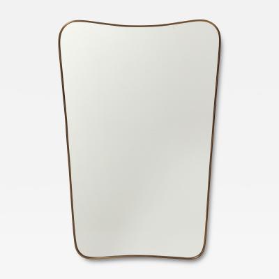 Gio Ponti Midcentury Italian Modernist Large Shaped Brass Wall Mirror Style of Gio Ponti