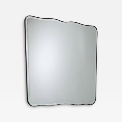 Gio Ponti Modernist Curved Brass Framed Beveled Mirror Italy 1950s