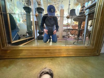 Gio Ponti Monumental Italian Modern Neoclassical Style Bronze Mirror