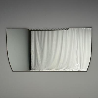 Gio Ponti Osvaldo Borsani Attr Monumental Wall Mirror Tinted Mirror Brass Italy 1940s