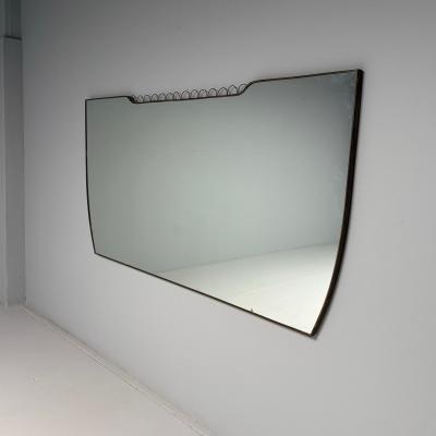 Gio Ponti Osvaldo Borsani Attr Monumental Wall Mirror Tinted Mirror Brass Italy 1940s