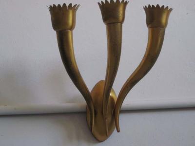 Gio Ponti Pair Italian Mid Century Modern Neoclassical Wall Sconce Attributed to Gio Ponti