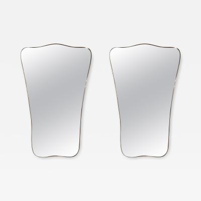 Gio Ponti Pair Of Italian Modern Gio Ponti Inspired Brass Mirrors