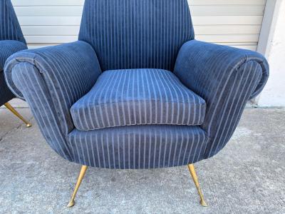 Gio Ponti Pair Of Italian Modern Gio Ponti Inspired Lounge Chairs