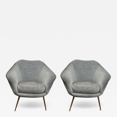 Gio Ponti Pair Of Italian Modern Lounge Chairs In The Manner Of Gio Ponti