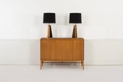 Gio Ponti Pair of Custom Solid Brass Obelisk Table Lamps Circa 2000