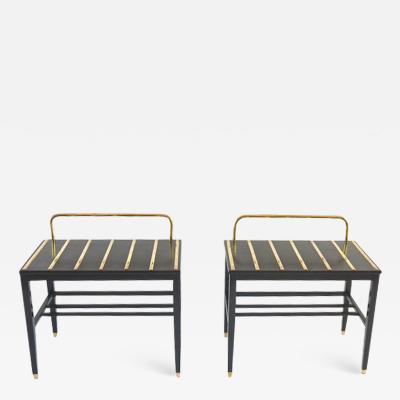 Gio Ponti Pair of Gio Ponti Black Walnut Lacquered Side Tables from Hotel Royal Naples