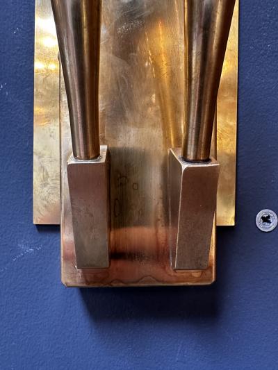 Gio Ponti Pair of Gio Ponti Fully Brass Wall Sconces 1940