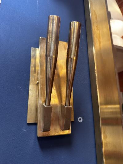 Gio Ponti Pair of Gio Ponti Fully Brass Wall Sconces 1940
