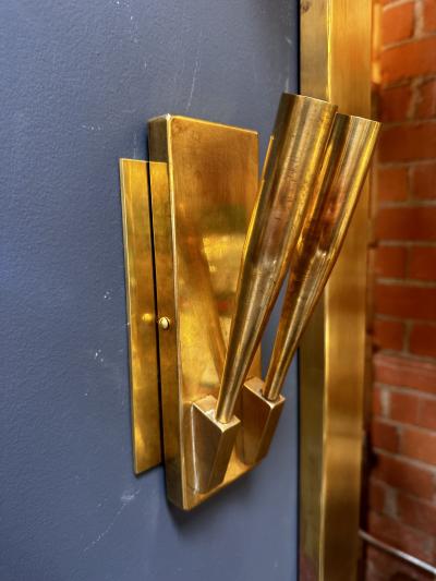 Gio Ponti Pair of Gio Ponti Fully Brass Wall Sconces 1940