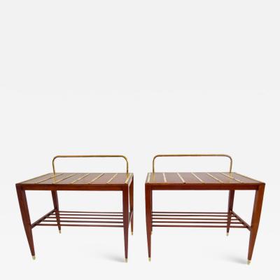 Gio Ponti Pair of Gio Ponti Walnut Side Tables Luggage Racks for Hotel Royal Naples 1953