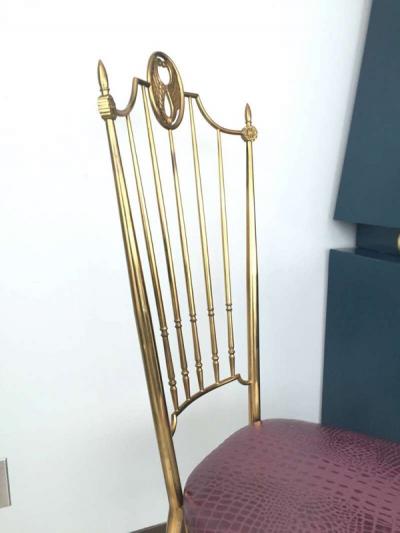 Gio Ponti Pair of High Back Italian Brass Chairs