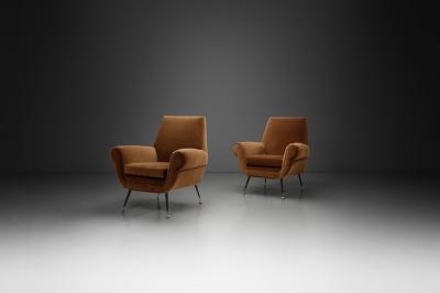 Gio Ponti Pair of Italian Armchairs in the manner of Gigi Radice Italy ca 1960s