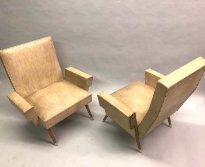 Gio Ponti Pair of Italian Futurist Mid Century Modern Lounge Chairs Giacomo Balla