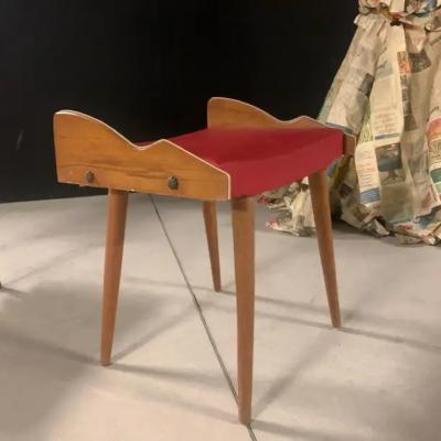 Gio Ponti Pair of Italian Mid Century Modern Wood Benches Stools Attributed to Gio Ponti