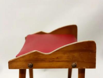 Gio Ponti Pair of Italian Mid Century Modern Wood Benches Stools Attributed to Gio Ponti